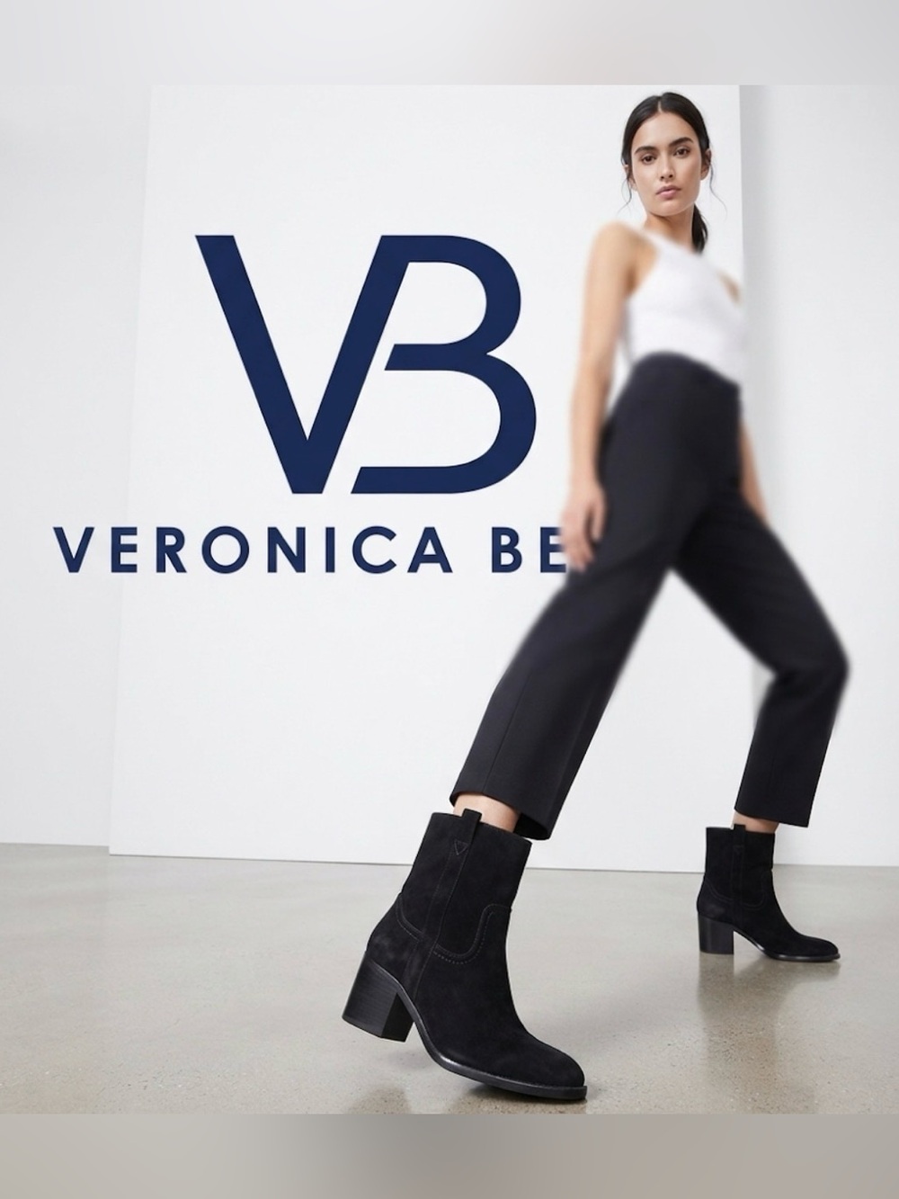 Authentic Veronica Beard black suede leather designer boots sz 10.5